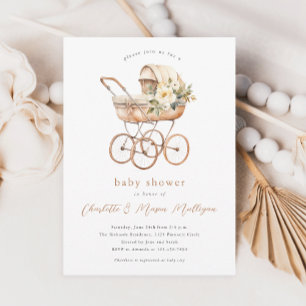 Invitation Baignoire vintage pour bébé Fête prénatale pour co