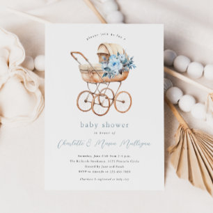 Invitation Baignoire vintage pour bébé Fête prénatale pour co