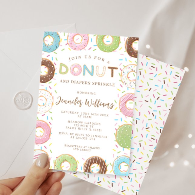 Invitation Baigre Donuts Et Diapeurs Bébé Sprinkle Douche (Créateur téléchargé)