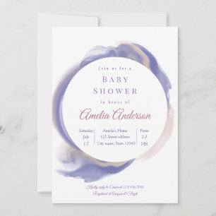 Invitation Bain de bébé à l'aquarelle lavande