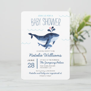 Invitation Bain de bébé Baleines Nautiques Sous l'Océan