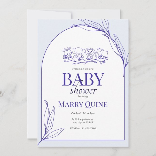 Invitation Bain de bébé Chic Typographie  (Devant)