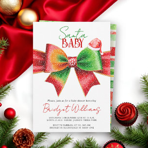 Invitation Bain de bébé du Père Noël arc et chapeau de Noël