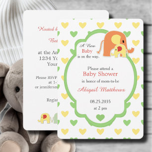 Invitation Bain de bébé Éléphant Genre Neutre