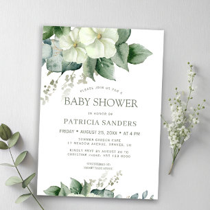Invitation Bain de bébé floral à l'aquarelle eucalyptus