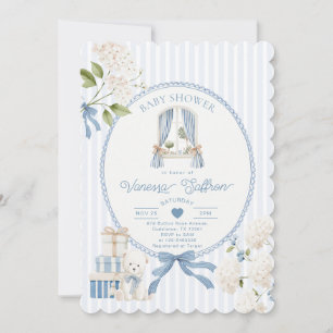 Invitation Bain de bébé garçon de nurserie française Arc en c