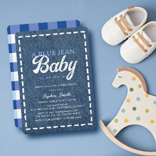 Invitation Bain de bébé garçon en bleu de jean
