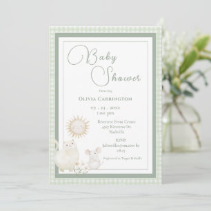Invitation Bain de bébé Gingham Vintage Souris
