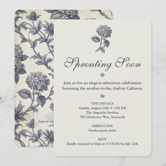 Invitation Bain de bébé Hydrangea Toile de Jouy Sainte-Horten
