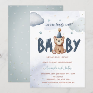 Invitation Bain de bébé pour un bébé ours en peluche