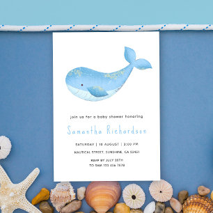 Invitation Bain de bébé sous la mer à l'aquarelle pour une ba