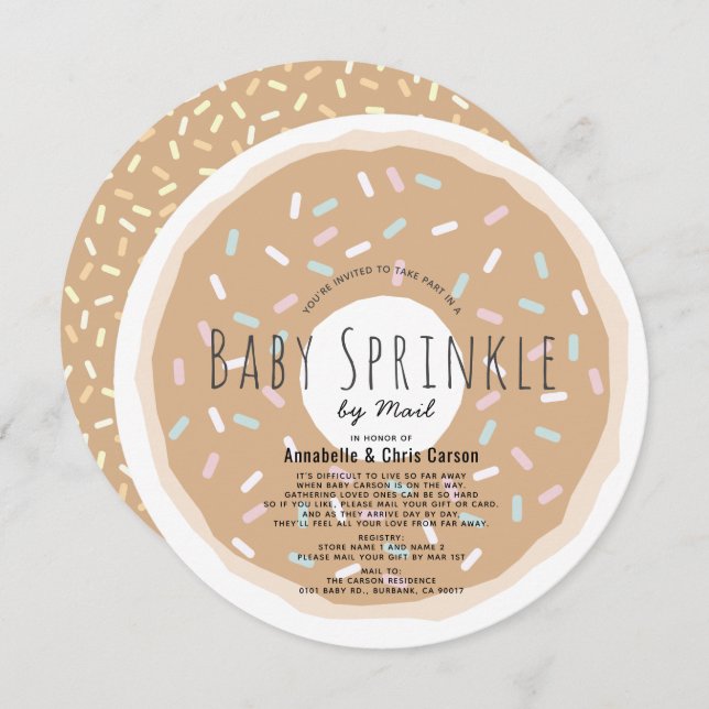 Invitation Bain de caramel Bébé Sprinkle Douche par Mail Circ (Devant / Derrière)