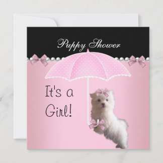 Invitation Bain de chiots Chien mignon Rose