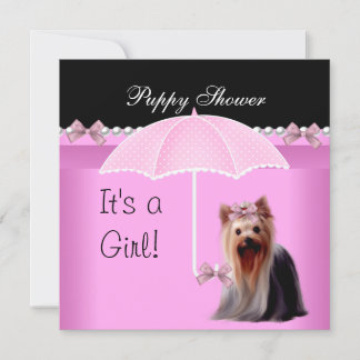 Invitation Bain de chiots Chien mignon rose Yorkie 2