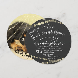 Invitation Bain de chiots nouveau bébé chien Photo Grise Or