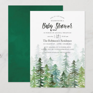 Invitation Bain de couleur Arbres de pin Baby Shower