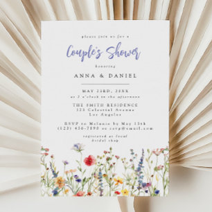 Invitation Bain de Couple aux Fleurs Sauvages Colorées