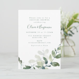 Invitation Bain de couples bohème au eucalyptus botanique mod
