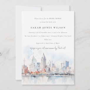 Invitation Bain de mariage de Detroit Michigan aquarelle