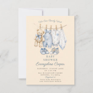 Invitation Bain-Marie Bébé Bleu Baby Shower à Laquelle On Peu