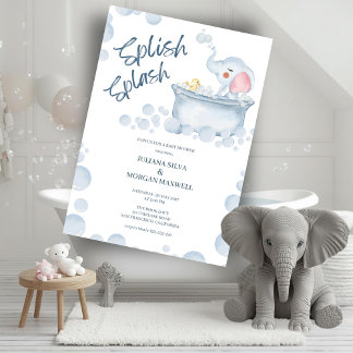 Invitation Bain moussant bleu pour bébé - Shower pour bébé an