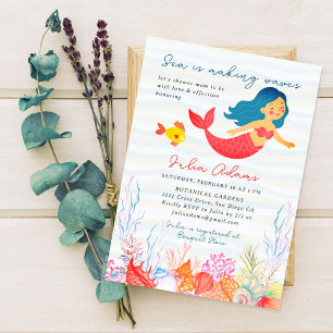 Invitation Bain sous-marin bleu de mer sirène bébé
