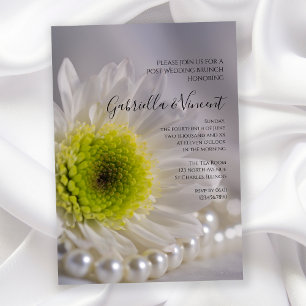 Invitation Baise blanche et perles Mariage de poste Brunch