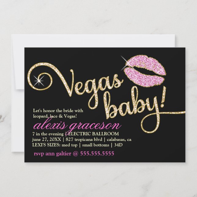 Invitation Baiser étincelant de bébé de 311 Vegas métallique (Devant)