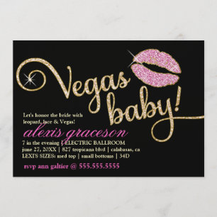 Invitation Baiser étincelant de bébé de 311 Vegas métallique
