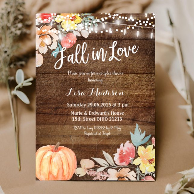 Invitation Baiser Fleur de Citrouille Automne Couple Shower (Créateur téléchargé)