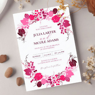 Invitation Baiser Français Raisin Fleurs Mariage Baies Sucrée