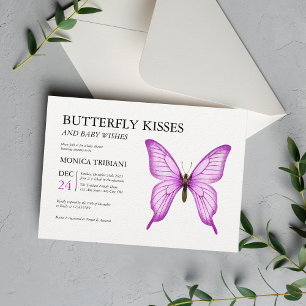 Invitation Baisers à papillon Bébé souhaits minimaux Douche p