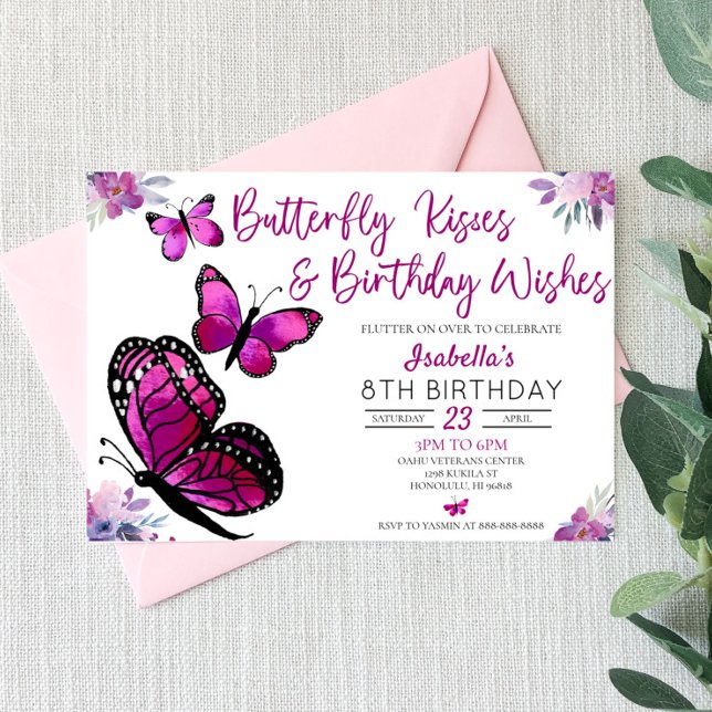 Invitation Baisers à papillon et voeux d'anniversaire Anniver (Créateur téléchargé)