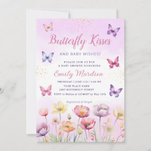 Invitation Baisers à papillon et voeux de bébé Baby shower fi