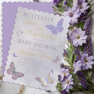 Invitation Baisers à papillon et voeux de bébé Baby shower fi