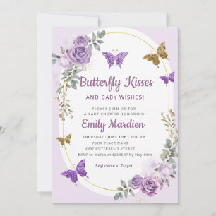 Invitation Baisers à papillon et voeux de bébé Baby shower fi