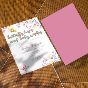 Invitation Baisers à papillon et voeux de bébé Baby shower ro