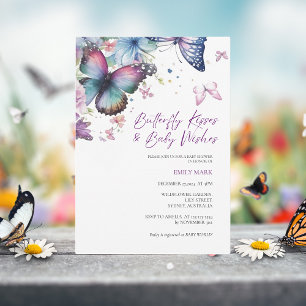 Invitation Baisers à papillon et voeux de bébé baby shower vi