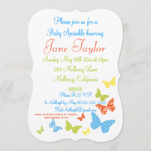 Invitation Baisers à papillon saupoudrer bébé
