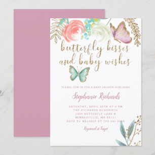 Invitation Baisers à papillons et voeux à bébés Baby shower r