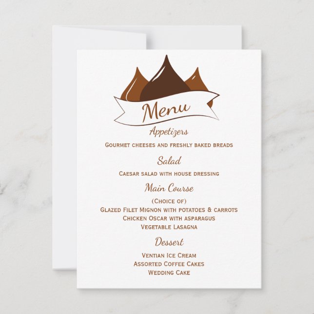 Invitation Baisers Au Chocolat Menu Brown Et Blanc (Devant)