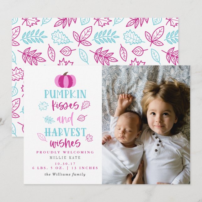 Invitation Baisers citrouilles et souhaits de récolte Faire-p (Devant / Derrière)