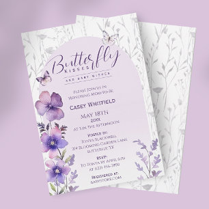 Invitation Baisers de papillon Fête de naissance Bohème Viole