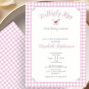 Invitation Baisers de papillon rose et vœux de bébé Shower de