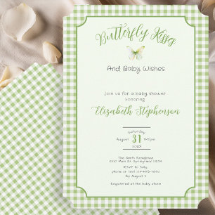 Invitation Baisers de papillon verts et vœux de bébé Baby Sho