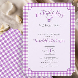 Invitation Baisers de papillon violet Souhaits de bébé Baby S