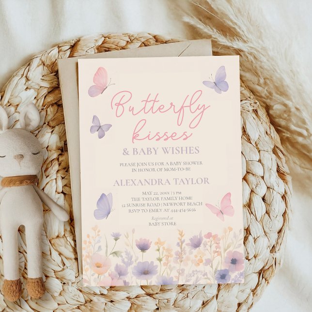 Invitation Baisers de papillon Vœux printemps été automne hiv (Créateur téléchargé)