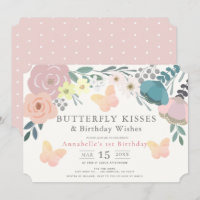 Baisers papillon rose florale fille Anniversaire