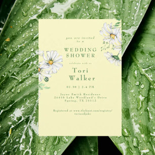 Invitation Baisson blanc Wedding shower jaune et blanc