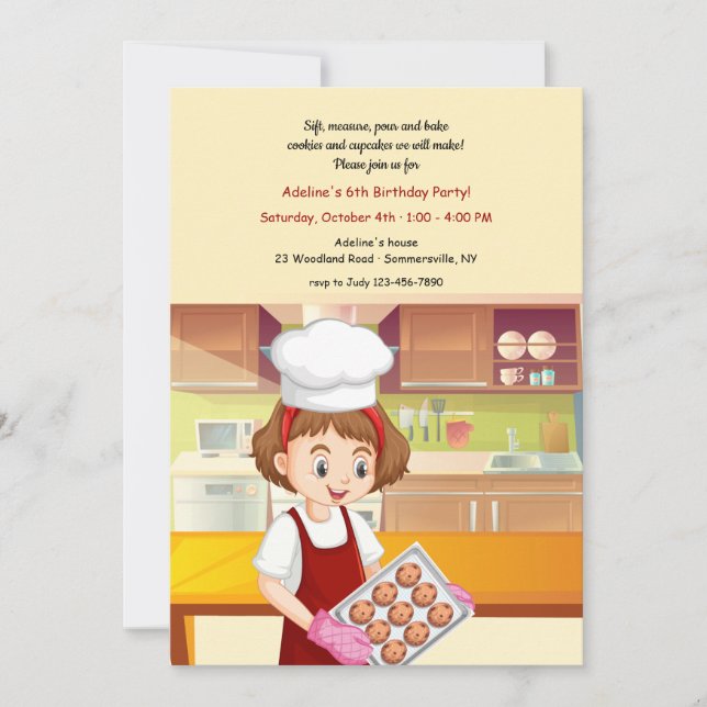 Invitation Baking Cookies fête d'anniversaire (Devant)